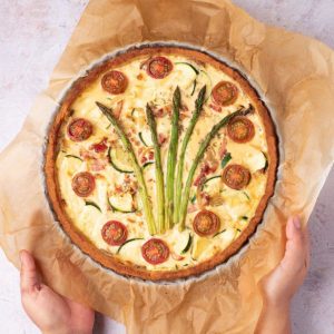 Quiche con beicon y calabacín