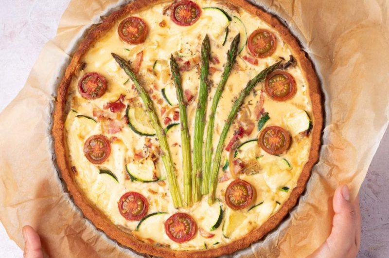 Quiche con beicon y calabacín