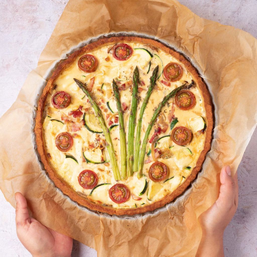 Quiche con beicon y calabacín